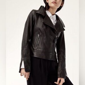 Mackage x Aritzia Kenya Black Lambskin Leather Biker Moto Jacket Size XS